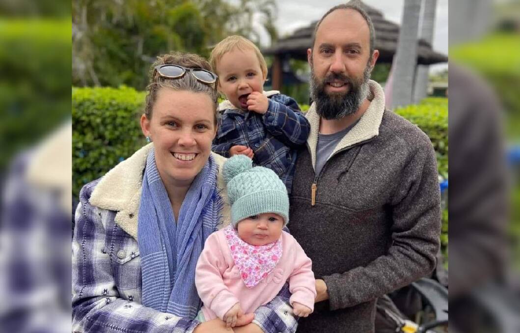 Sonya and Brett O'Connor with their children, four-month old Millie and two-year-old Nate. Picture: Supplied