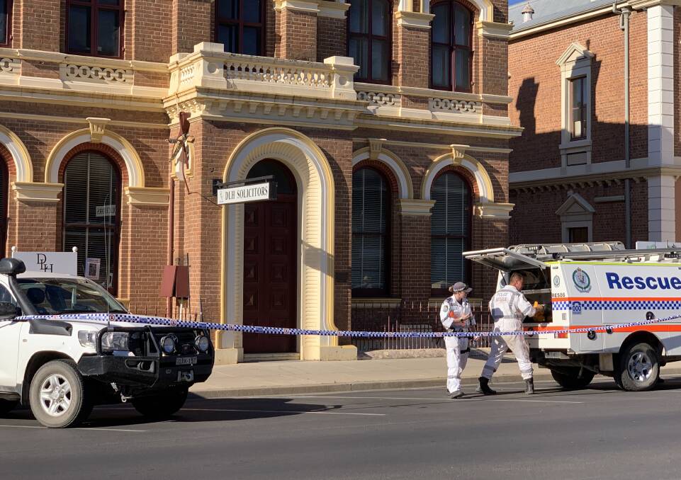 Police on scene at the Market Street address in Mudgee.