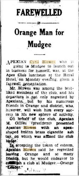 An excerpt from the Mudgee Guardian; Mon 9 May 1938. Image: Trove