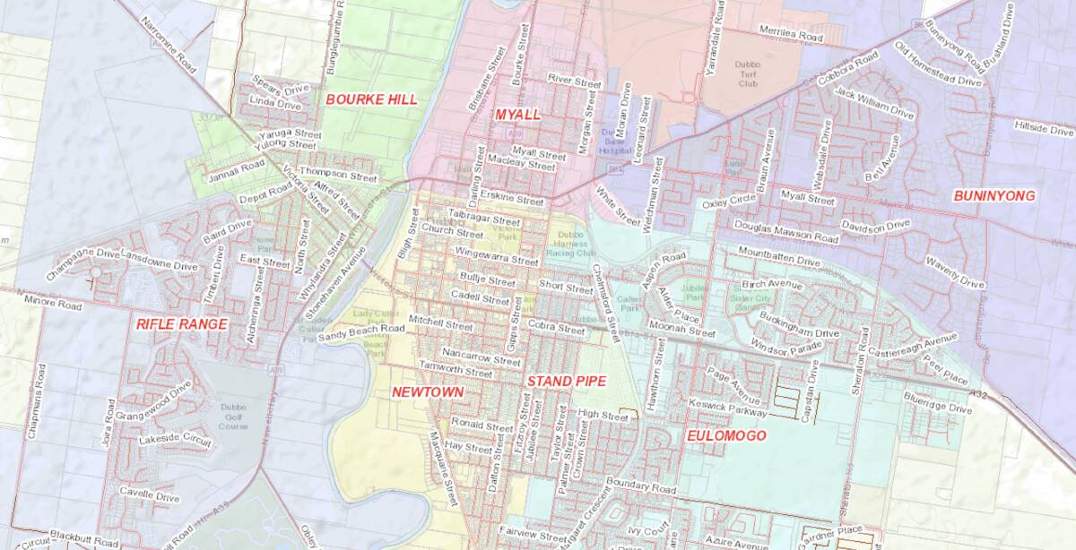 A map from council's website showing some of the affected areas. Image: Dubbo Regional Council / Screenshot