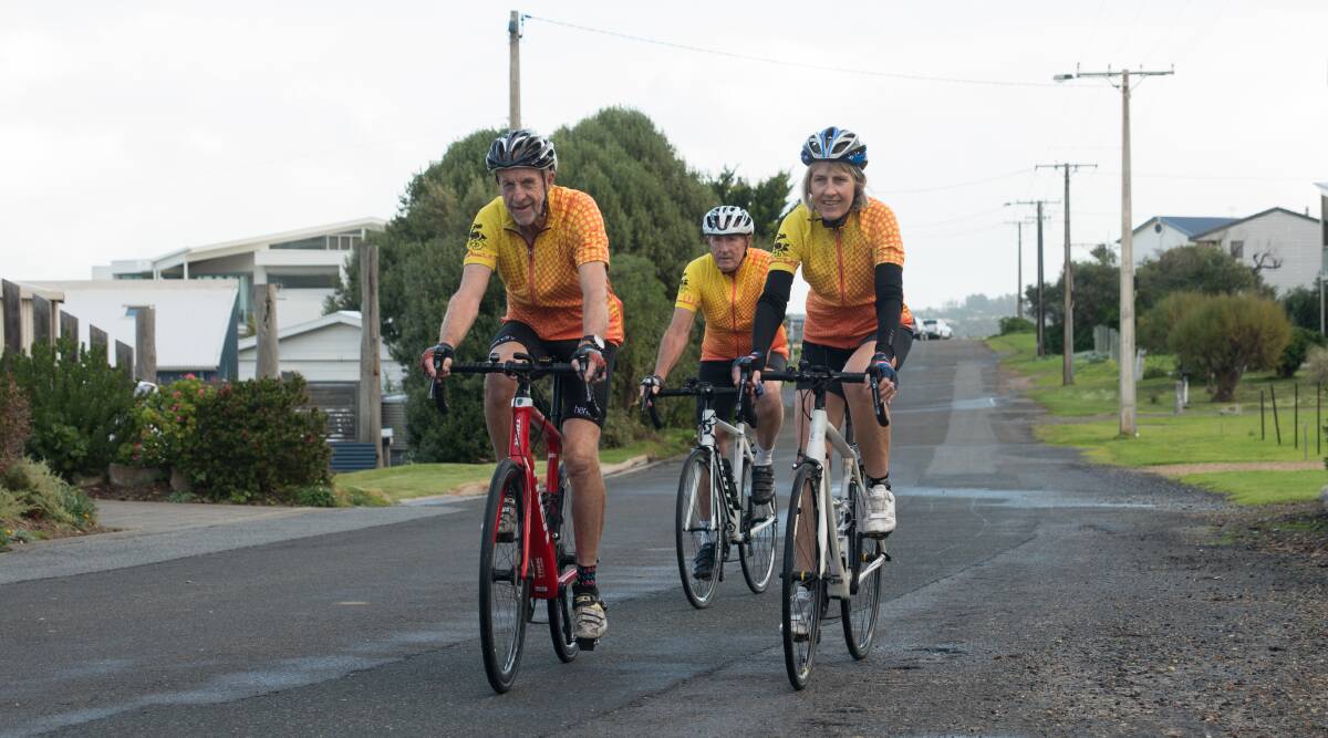 RIDE ON: GADBUG committee members Geoff Eldridge, Gavin Hunter and Jill Eldridge know just how beneficial cycling can be for human health. Photo: Dani Brown.