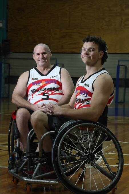 ROLLER HAWKS: Darren Hayes (left) and Jarrod Emeny at the Shellharbour City Stadium this week. Picture: Robert Peet. 