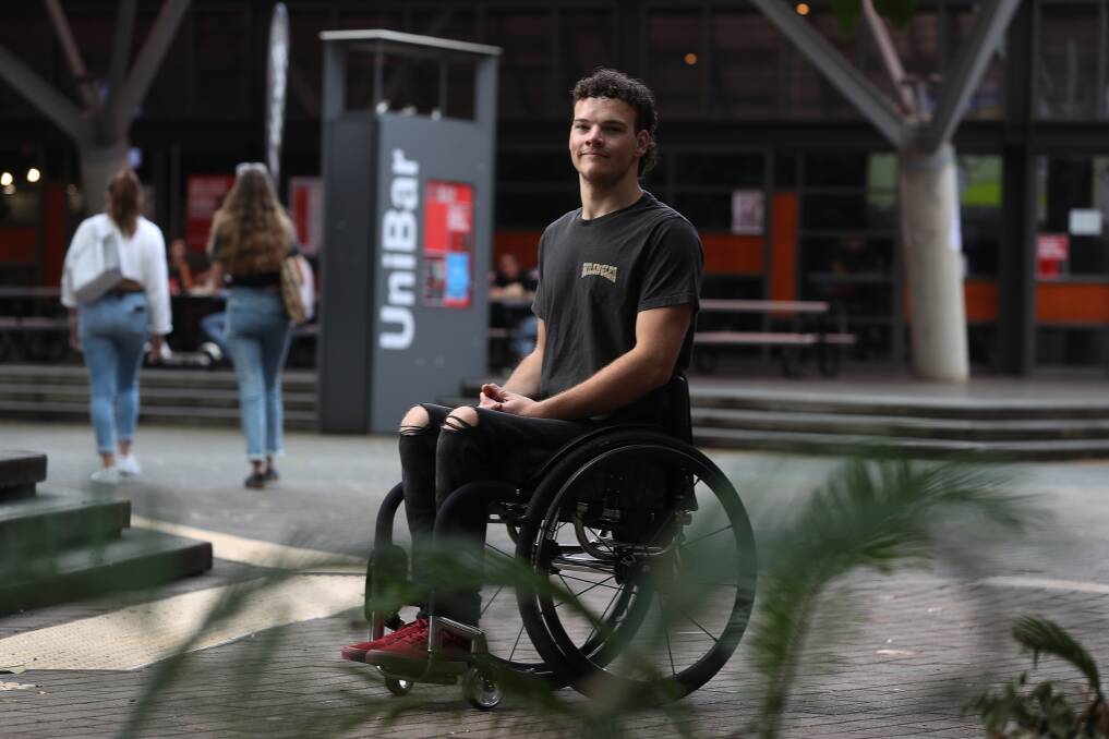 RISING STAR: At just 19, UOW business student Jarrod Emeny is one of the rising stars of the Australian wheelchair basketball scene. Pictures: Robert Peet. 