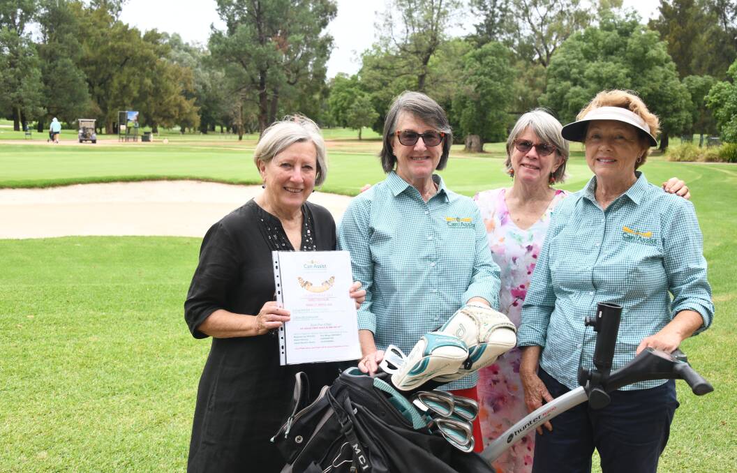 Fore: Sandy and Jackie Walker with Fran Ellis and Janet Ruskin Rowe of Can Assist Dubbo prepare for the charity golf day. Photo: AMY MCINTYRE