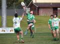 Dubbo CYMS centre Jyie Chapman looks to tap a ball to himself on Sunday afternoon. Picture: Amy McIntyre
