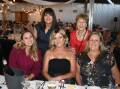 Kristy McIntosh, Kathy Furney with Grace McIntosh, Kylie Hamer and Janene Horrocks at Dubbo's International Women's Day Dinner. Picture by Amy McIntyre