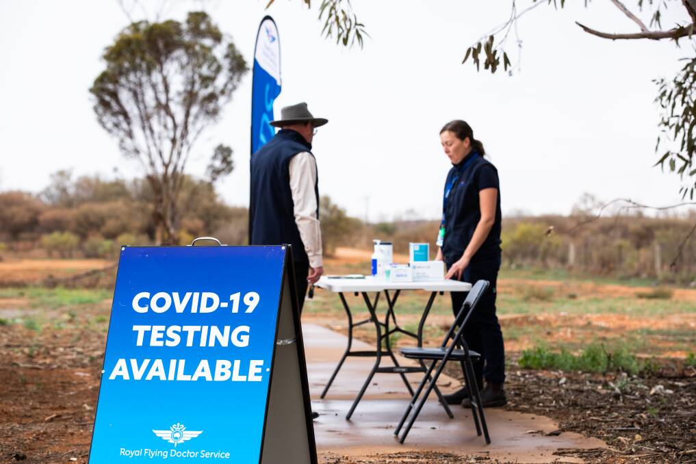 RFDS primary care nurse Anita Murray offering advice during a COVID-19 clinic.