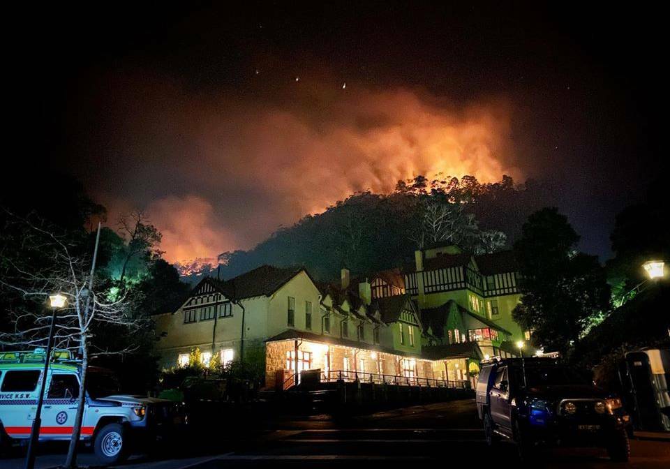 WINS AND LOSSES: Firefighters protected Caves House from bushfires during the summer, but on New Year's Eve four structures were destroyed including the Jenolan Caves RFS brigade's fire station. Photo: FRNSW OBERON
