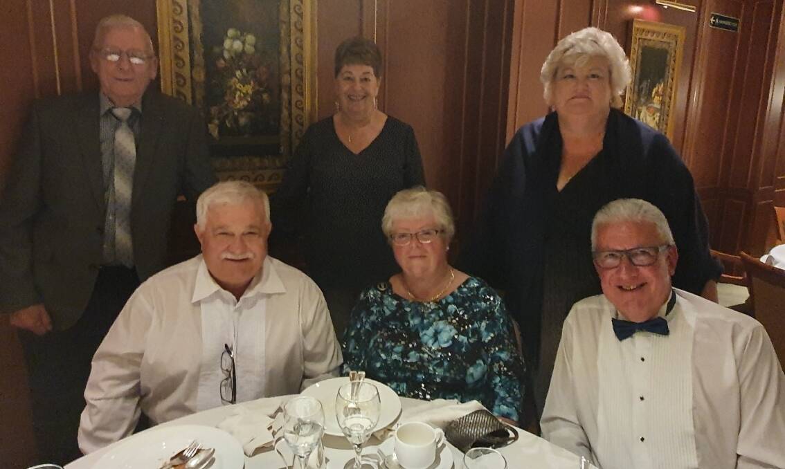 NIGHT OUT: (Back) Raymond and Margaret McKeown, Jenny Popov, (front) Dominic and Judy Chircop and Alex Popov on the last night of their Ruby Princess cruise. Photo: SUPPLIED