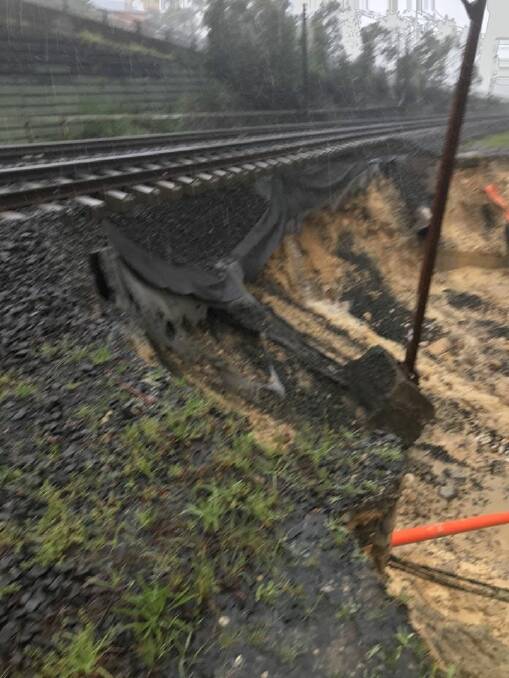 NO GO ZONE: A passenger aboard a train stopped by the landslide has praised Sydney Trains staff for how they handled the situation. Photo: SYDNEY TRAINS