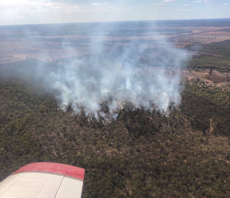 WEEKEND BLAZE: A bushfire burning in the Goonoo National Park on Sunday. Photo: SUPPLIED
