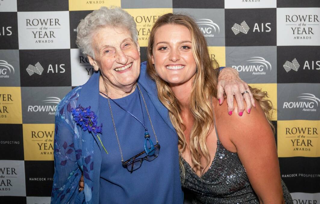 FAMILY: With her grandmother Betty Oates who raised her when she was a teen. Picture: Rowing Australia/Lando Rossi