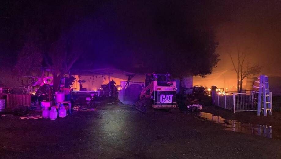 DESTROYED: Firefighters were called to a large shed on fire in the early hours of Saturday.
