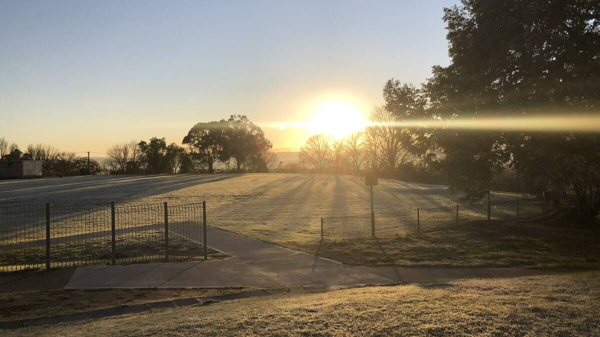 CHILLY: This frosty scene at Denison College in Bathurst was captured at sunrise on Thursday morning. Photo: BABY MCKENZIE