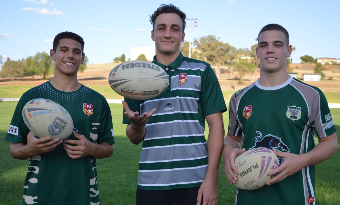 DEBUT: This year marks the first time Benjamin Lovett (17, centre) and 16-year-olds Kyle Mawhinney (left) and Finnley Neilsen (right) have pulled on the Rams jersey. Photo: Christine Little