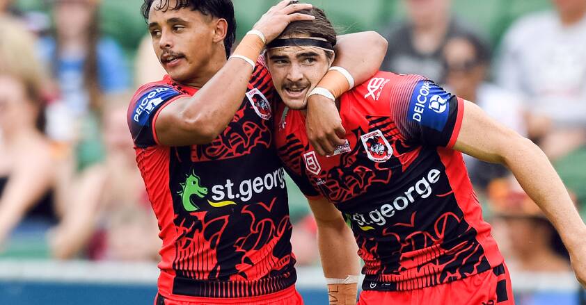 RED V ROYALTY: Pictured alongside Jayden Sullivan (left), Cody Ramsey will remain on the South Coast for a further three seasons after inking a new deal with the Dragons. Photo: NRL