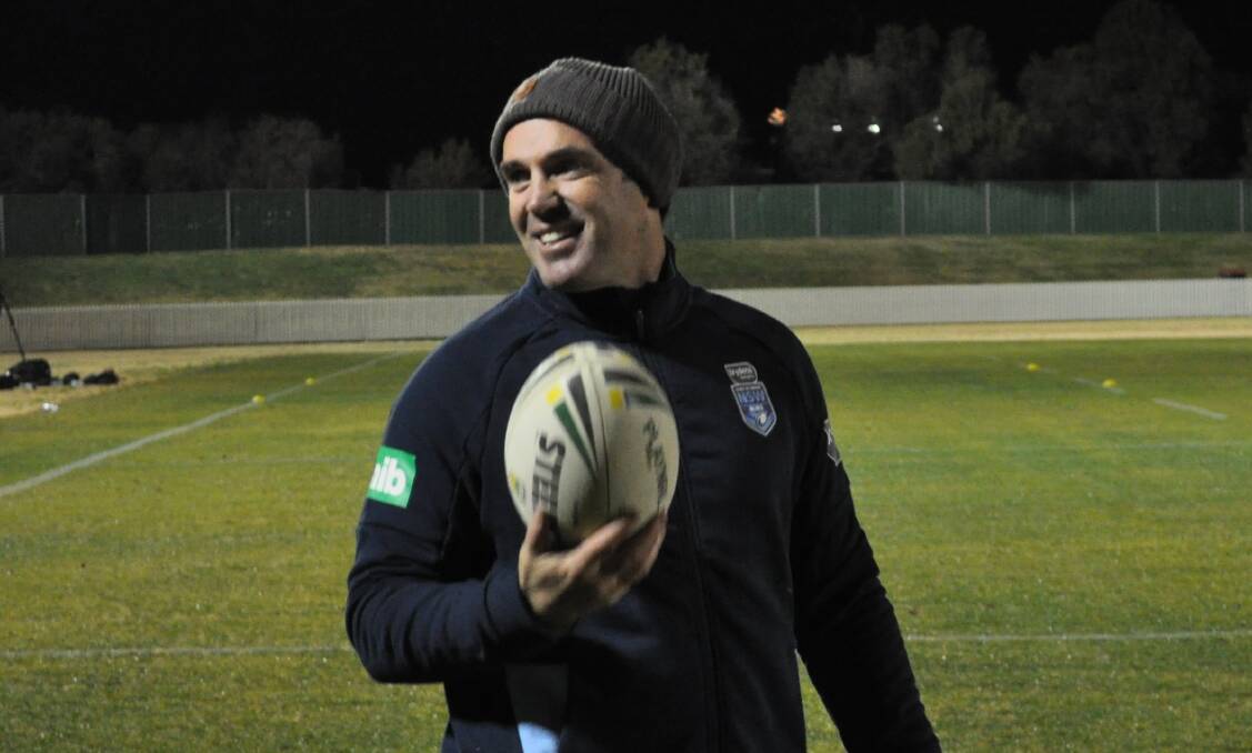 IN GOOD SHAPE: Brad Fittler was impressed with Western's fitness during its Monday night session at Wade Park. Photo: JAKE HUMPHREYS
