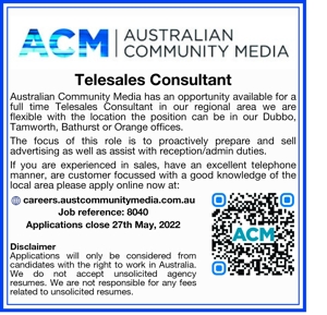 Telesales Consultant
 
Australian Community Media has an oppor