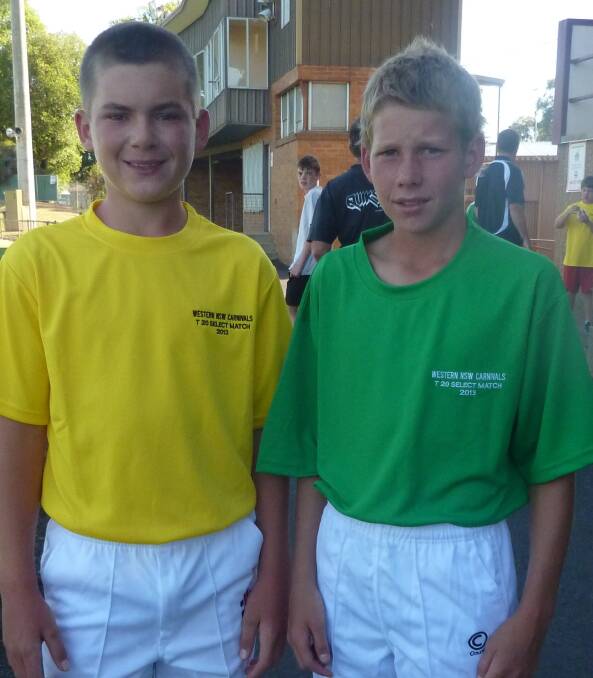 Dubbo under-13s captain Ben Knaggs and Matt Burton in their Twenty20 shirts.