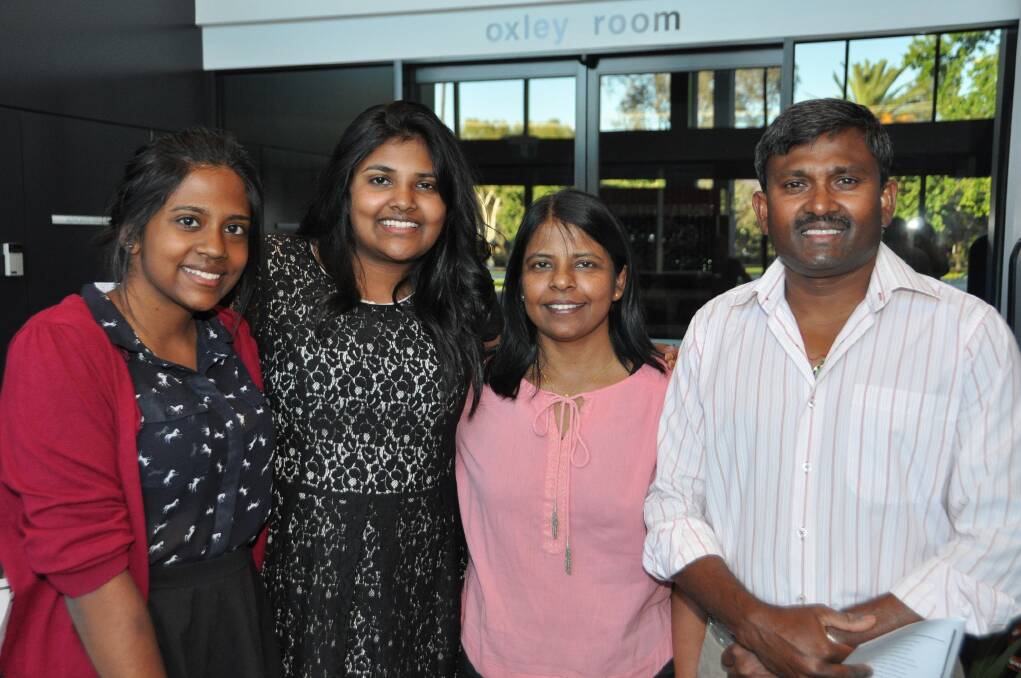 Celebrating Arthy s (second from left) academic success at the recent Dubbo College presentation of annual awards is her sister Vidthyany, and parents Arunthy and Anan.