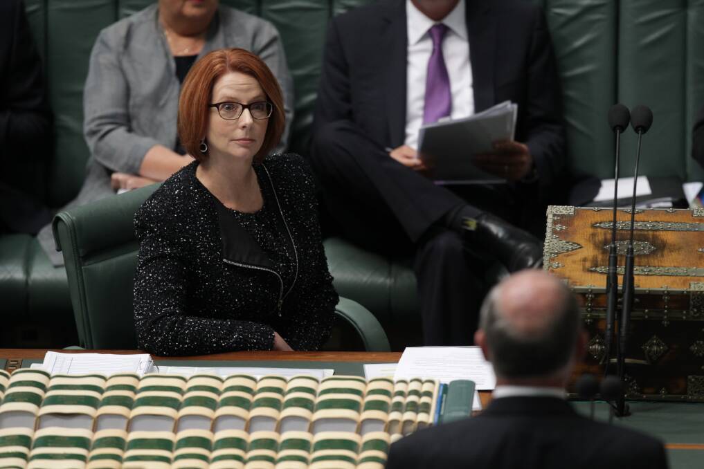 Prime Minister Julia Gillard during Question Time at Parliament House in Canberra yesterday ((Wednesday)) Photo: Alex Ellinghausen