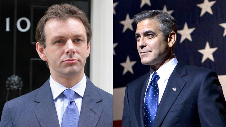 Taking the lead ... Michael Sheen, left, as Tony Blair in <em>The Special Relationship</em>; and George Clooney as Presidential candidate Governor Mike Morris in <em>The Ides of March</em>.