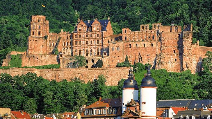 Ruins ... the castle and old town of Heidelberg.