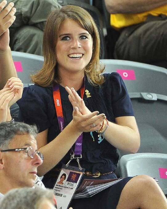 Princess Eugenie watches the velodrome action at the London Olympics.