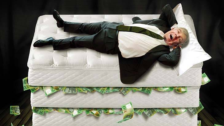 Deprivation … money under the mattress might be safe, but like fixed interest, the returns are poor. <i>Illustration: Karl Hilzinger</i>