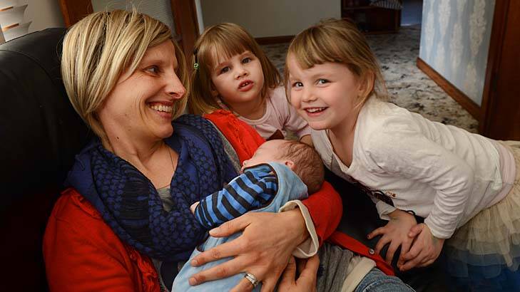 Julia Cannell, with six-week-old Jack, Lucy, 3, and Hannah, 4, was diagnosed with acute lymphoblastic leukaemia when she was 28 weeks pregnant with Jack.