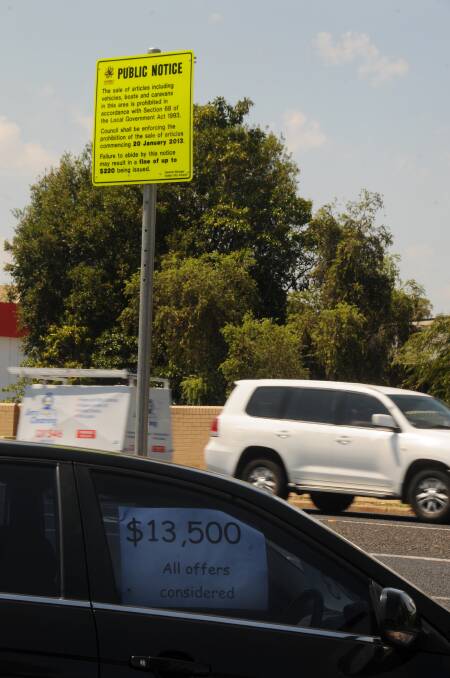 Dubbo City Council will crack down on the illegal practice of selling cars on the roadside from Monday. Photo AMY MCINTYRE