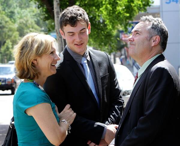 Juliana and Mark Waugh, whose daughter, Sarah, died in a horse riding accident, with their son, Jonathan, outside Glebe Coroners Court in Sydney, December 23, 2011.  Photo: Janie Barrett