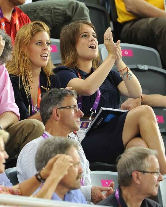 Princesses Eugenie and Beatrice are consumed by Olympics spirit as they cheer Team GB at the velodrome.