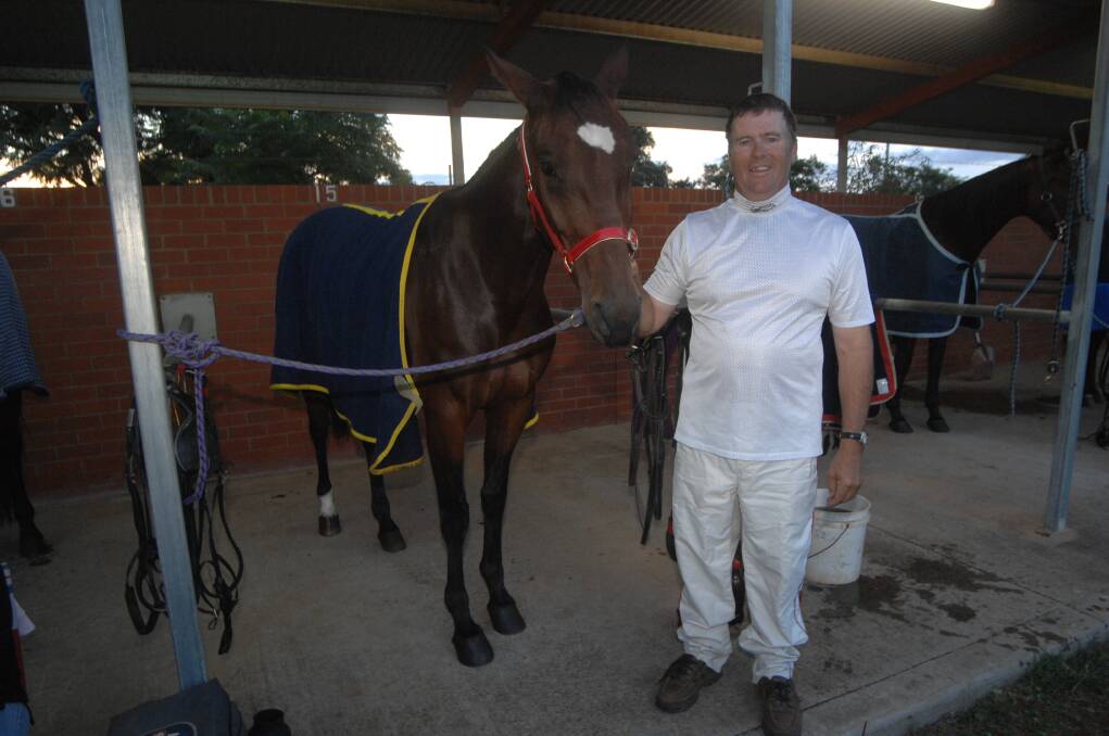 Malcolm Hutchings was hospitalised after being involved in a massive fall at Dubbo Paceway on Saturday night.