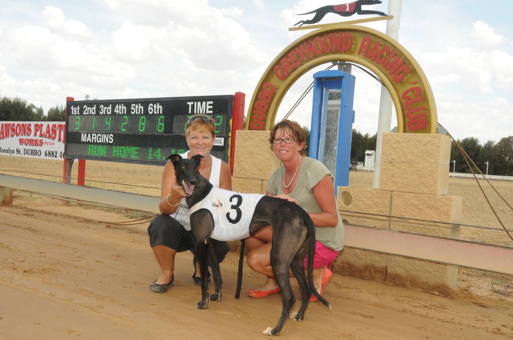 Trainer Charmaine Roberts and Fiona Cole with Renee Keeping after the win at Dubbo yesterday.  
Photo: AMY MCINTYRE