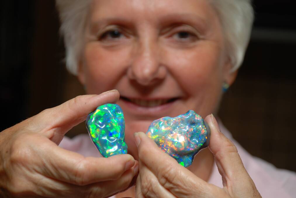 Organiser, Sue White with some of her opals.