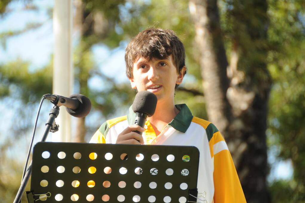 A very proud young Australian and Dubbo junior sports star Marty Jeffrey at Victoria Park on Saturday.  
Photo: KATHRYN O'SULLIVAN