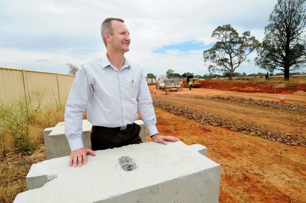 Dubbo City Council commercial facilities manager Simon Tratt at the site of construction works in Keswick Estate, which when finished will allow the installation of the national broadband network (NBN). Photo: LOUISE DONGES.