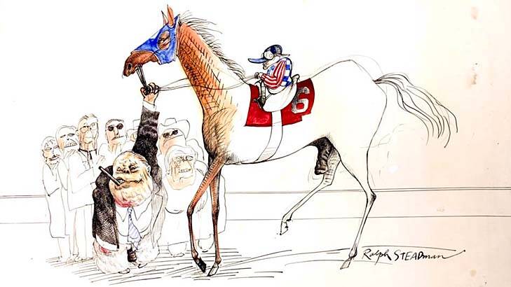 Another of Ralph Steadman's Kentucky Derby sketches.