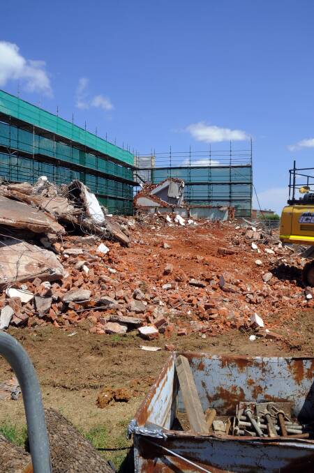 Demolition of the nurses' quarters at Dubbo Base Hospital has been completed this week. Photo: BELINDA SOOLE