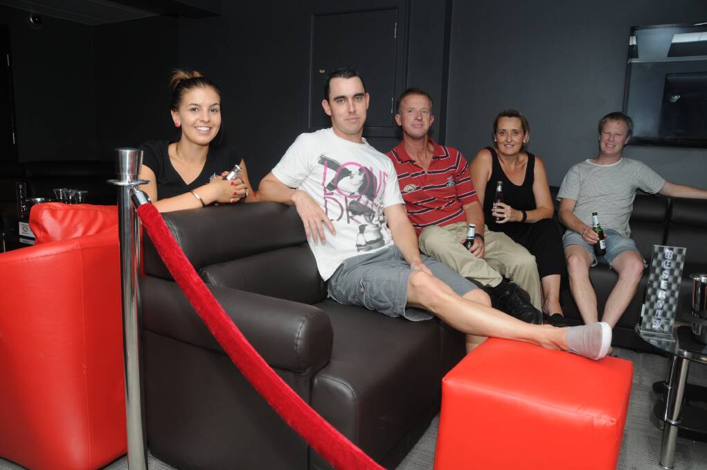 Sarah Wiegold, Rod Leonard, Michael and Dianne Kempston and Ross McDonald relax in the Amaroo Hotel nightclub's VIP booths ahead of this weekend s launch. Photo: AMY MCINTYRE