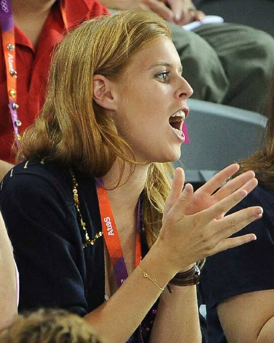 Princess Beatrice watches the velodrome action at the London Olympics.