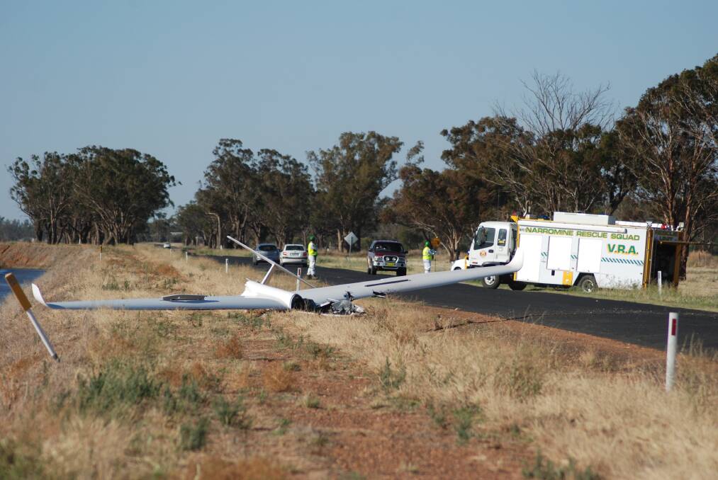 The scene of the crash at Narromine on Wednesday. 										  Photo: SARAH PRESS