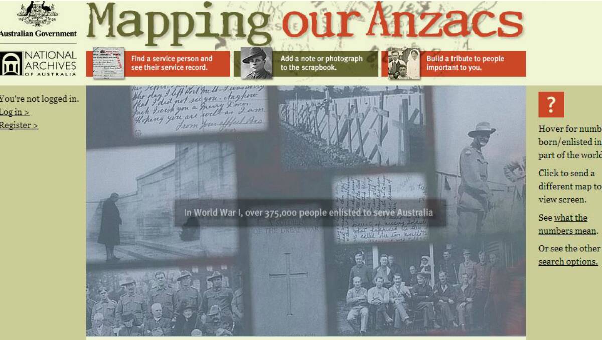 Personal stories of World War I, preserved in the hearts and minds of soldiers' families, are being shared across the nation through the National Archives' Mapping our Anzacs website.