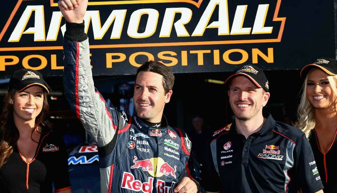 The Top 10 Shootout has seen Red Bull Racing's Jamie Whincup and Paul Dumbrell claim pole position for Sunday's Bathurst 1000. Photo: Getty Images,  Brendon Thorne