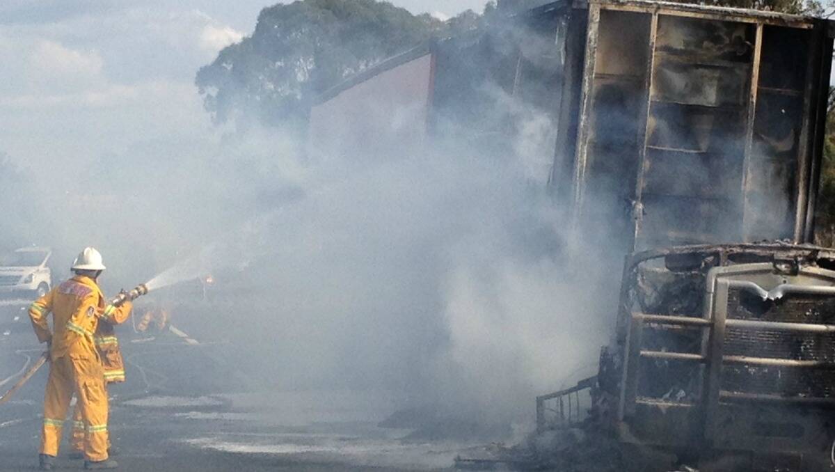 The Newell Highway near Eumungerie Road at Balladoran is closed this afternoon following a truck fire. (Flick across for more images). 