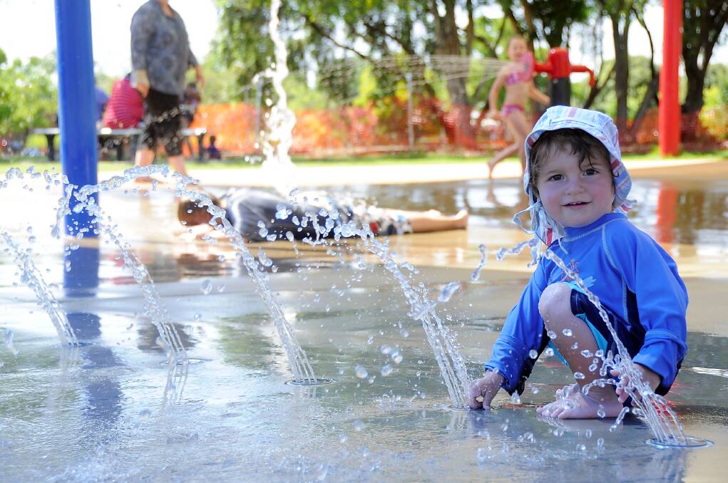 Emil Boschert found the perfect way to cool off at Elston Park's water park.