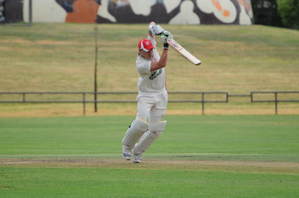 RIGHT: Greg Buckley picture perfect during his innings of 16 not out for RSL-Colts against Macquarie in Saturday’s rain interrupted day one action.              Photo: KATHRYN O’SULLIVAN.