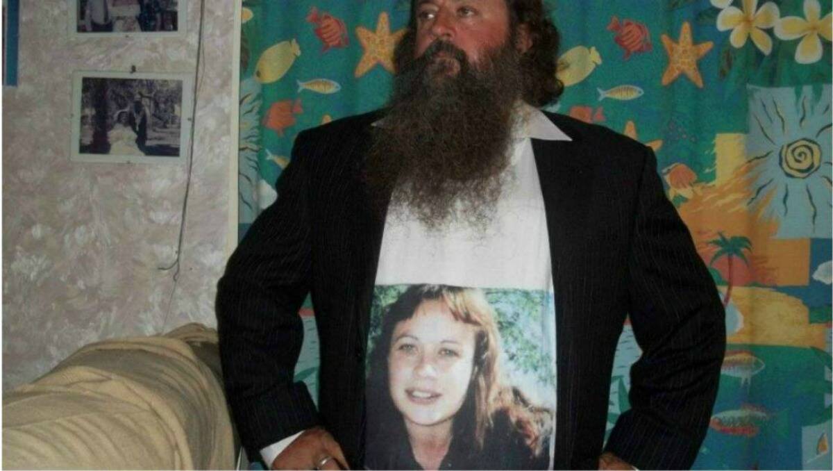 Mick Peet, the father of murdered Dubbo woman Lateesha Nolan,  wore a T-shirt bearing his daughter's image when he watched her killer sentenced in court today. Photo: CONTRIBUTED