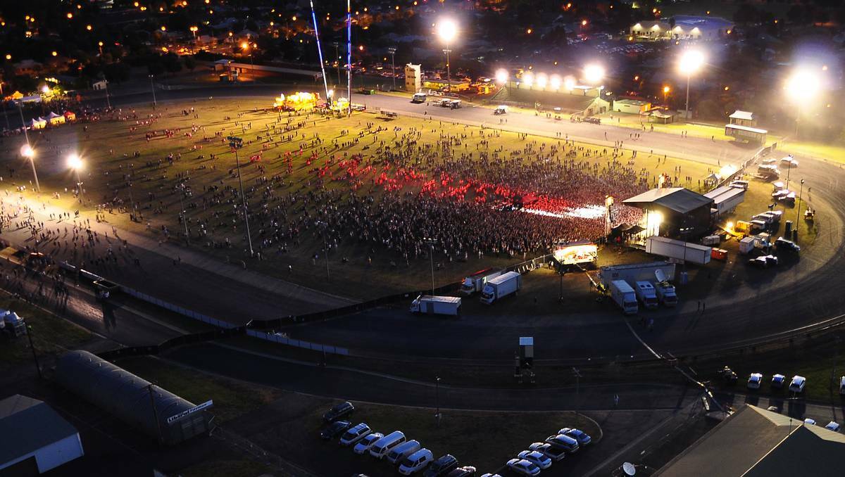 Thousands of partygoers filled the Dubbo Showground for the annual triple j One Night Stand. This image was captured by Dubbo's Paul Cremin of Arialshots Aerial Photography.